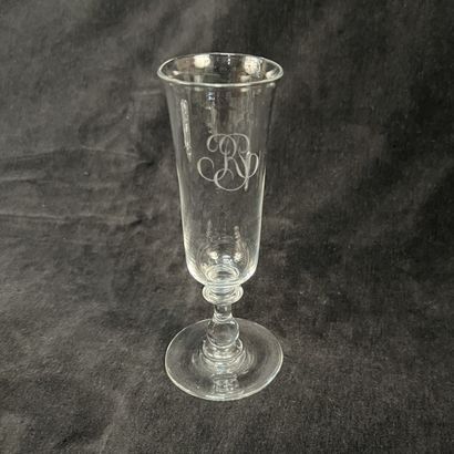 Eleven crystal champagne flutes with tulip...