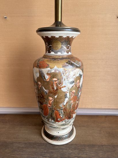 Large Satsuma earthenware vase, baluster...