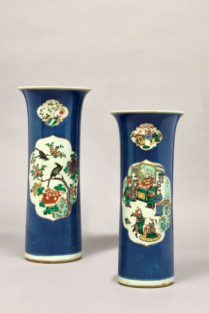 CHINA, 19th century. A pair of large scroll...