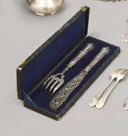 Silver (925) fish service cutlery with Gordian...