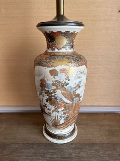 Large Satsuma earthenware vase, baluster...
