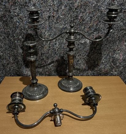 Pair of two-light bouquet candelabras and...