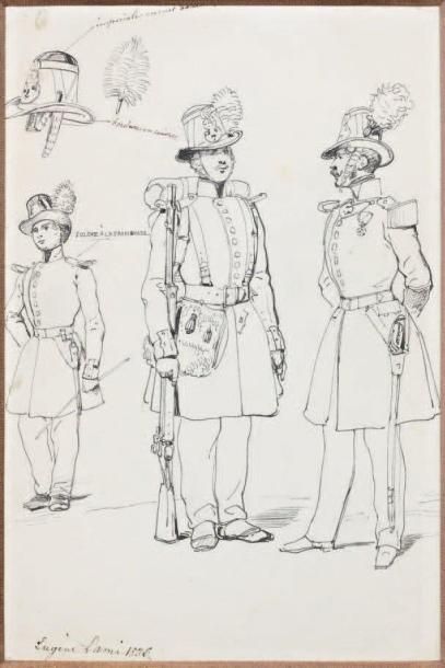 Eugène LAMI (1800-1890)
ETUDE DE SOLDATS...
