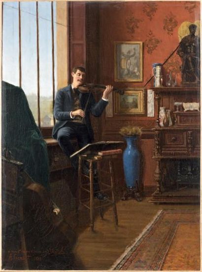A. GAUDET
VIOLONISTE DANS UN INTERIEUR,1889....