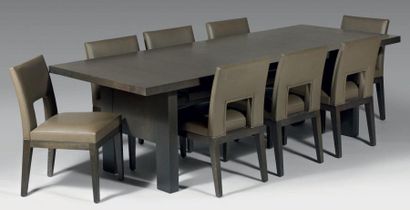 Table rectangulaire en chêne et placage de...