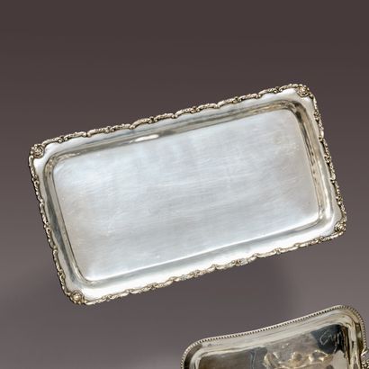 Plateau rectangulaire en argent (800), la...