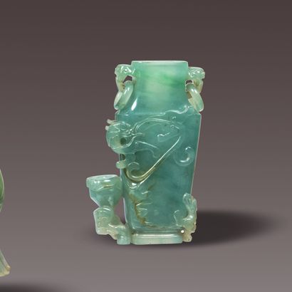 CHINA - 19th century. Small green jade (jadeite)...
