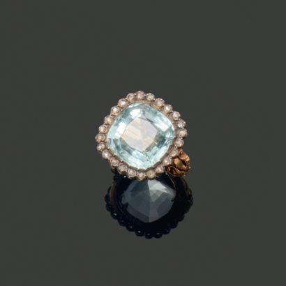 Bague en or jaune 18K (750) et argent (800),...