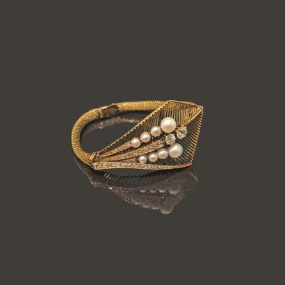 Bracelet jonc en or jaune tressé 14K (585),...