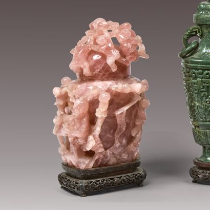 CHINA - 20th century. Covered rose quartz...