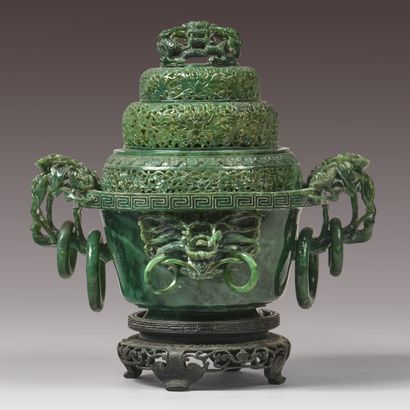 CHINA - Early 20th century. Spinach-green...