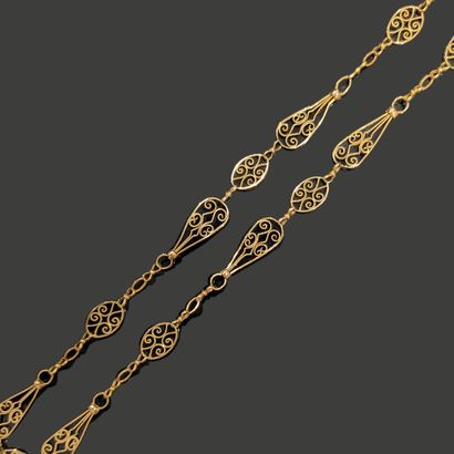 Sautoir en or jaune 18K (750), les maillons...