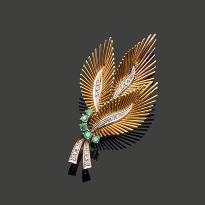 Broche en or jaune et or gris 18K (750),...