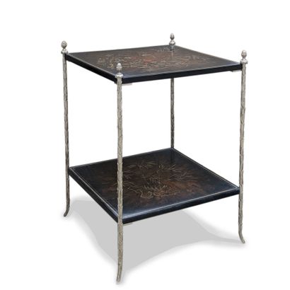 Maison CHARLES: Sofa end table, the silver-plated...