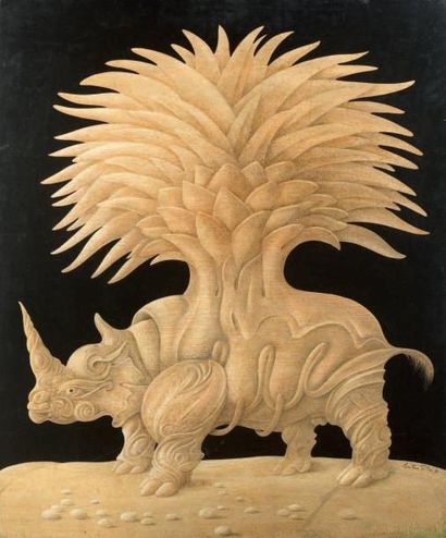 Antoine DUC (né en 1932)
«Rhinocéros rose»...