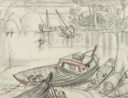 André MAIRE (1898-1984)
«Jonques sur un fleuve»...