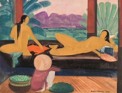 André MAIRE (1898-1984)
«Le repos» Gouache...