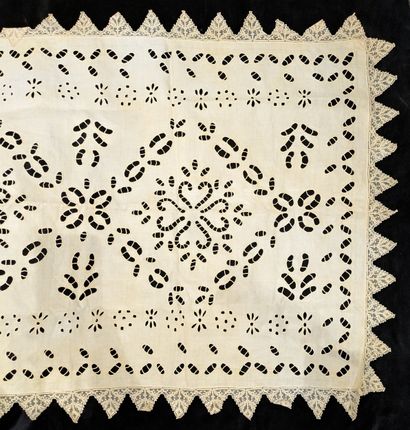 Two linen table runners, embroidered with...