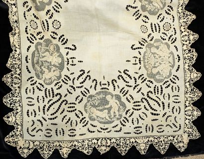 Two linen table runners, embroidered with...