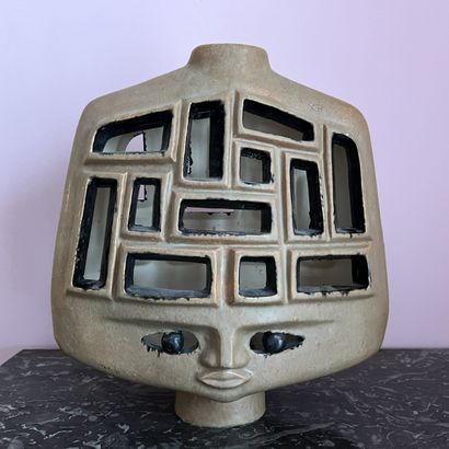 Grand pied de lampe en céramique émaillée...