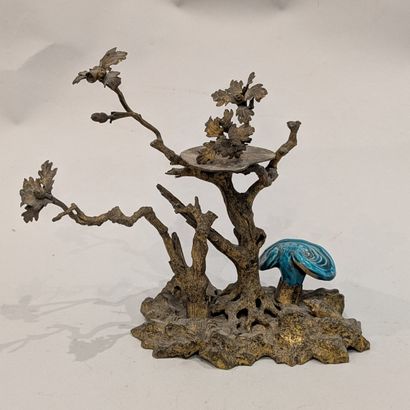 Antique gilt-bronze mount featuring an oak...