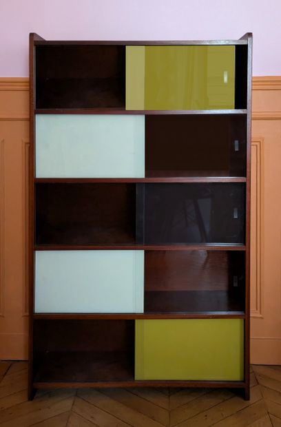 Tall rosewood veneered display case, with...