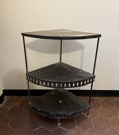 Quarter-circle corner console in metal and...