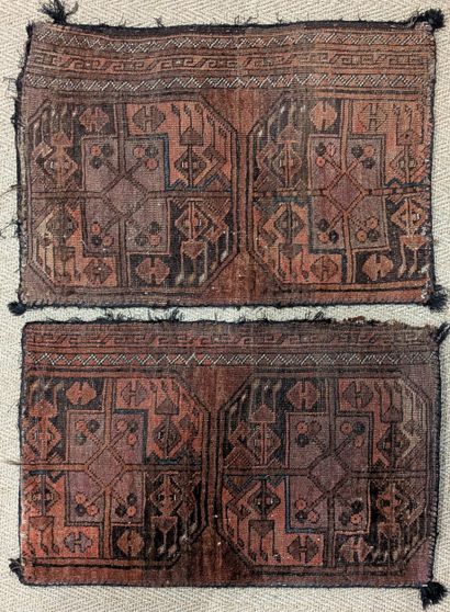 Set: - Afghan wool velvet rug. 70 x 52 cm....