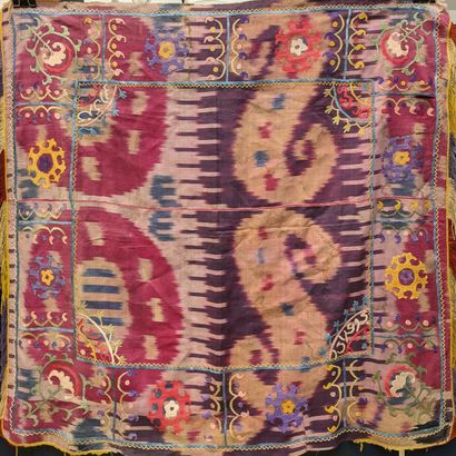 Silk Ikat embroidered and embroidered in...