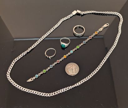 Ensemble en argent (925 et 800) : - petit...