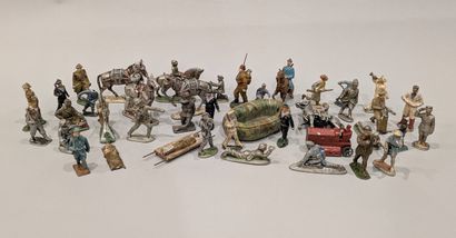 Ensemble de soldats de plomb peints polychromes....