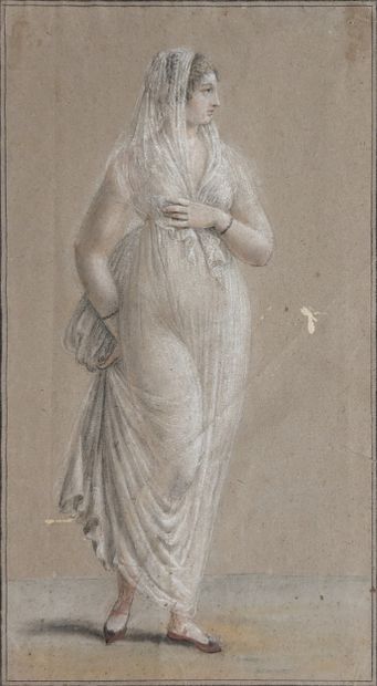 Ecole ITALIENNE du XIXe siècle : FEMME EN...