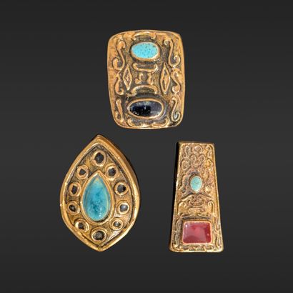 François LEMBO (1930-2013). Three glazed...