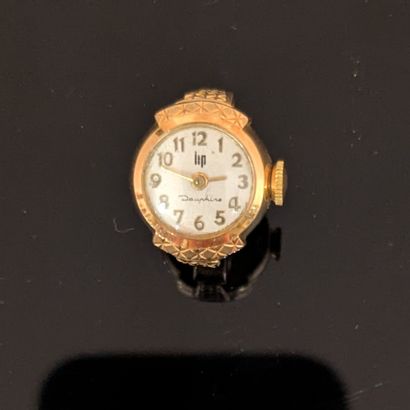 Bague-montre en or jaune 18K (750), le boîtier...