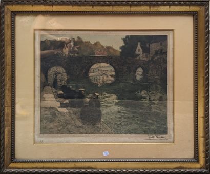 Fritz THAULOW (1847-1906) : LAVANDIERES EN...