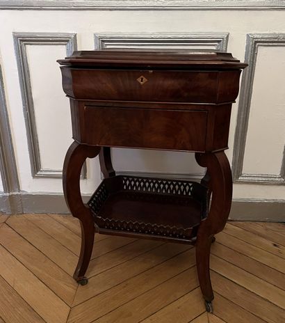 Mahogany and mahogany veneer work table with...