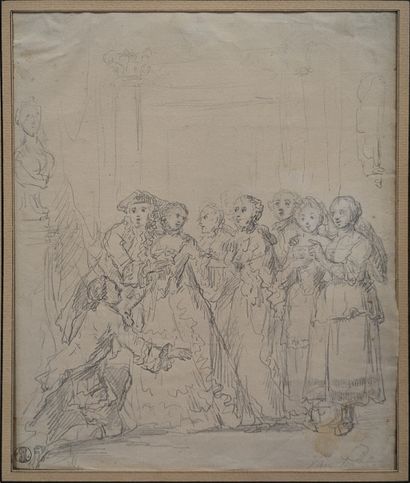 Jan PALTHE (1719-1769) : COURTISANES. Crayon...