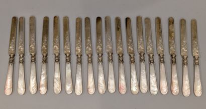 Eighteen fruit knives, with mother-of-pearl...