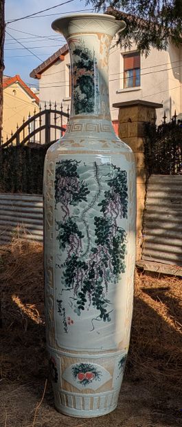 Large tapering baluster vase decorated in...