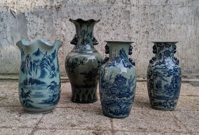 Set: large corolla-necked baluster vase,...