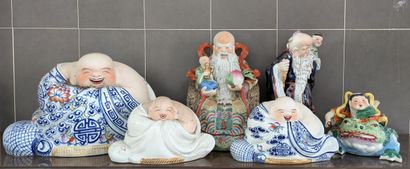Set of six porcelain figures of divinities...