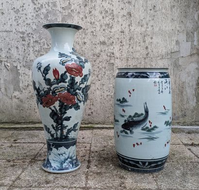 Two porcelain vases, one baluster-shaped,...