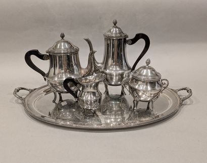 Silver-plated tea and coffee service, with...