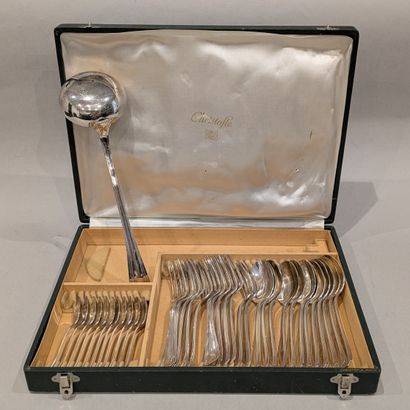 Silver-plated cutlery set: twelve large spoons,...