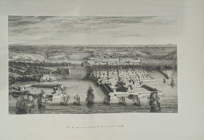 Suite de cinq gravures en noir : quatre Vues...