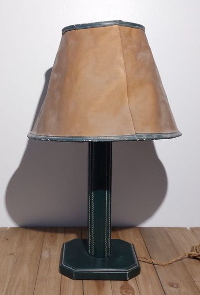 Work from the 1940s. Lamp with green stitched...