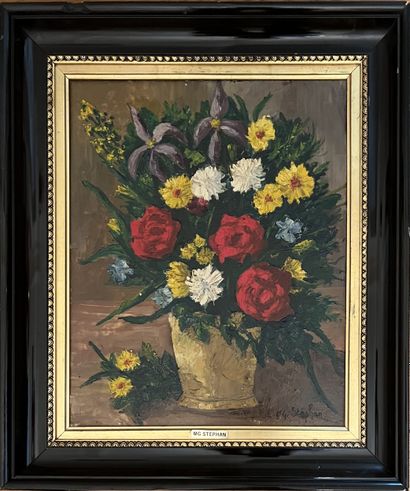 M.G. STEPHAN*** : VASE DE FLEURS. Huile sur...