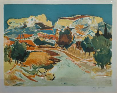 Roger WORMS (1907-1980) : PAYSAGE. Lithographie,...