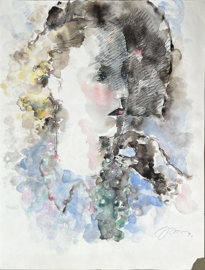 *Roustam KHAMDAMOV (né en 1944) : FEMME AU...