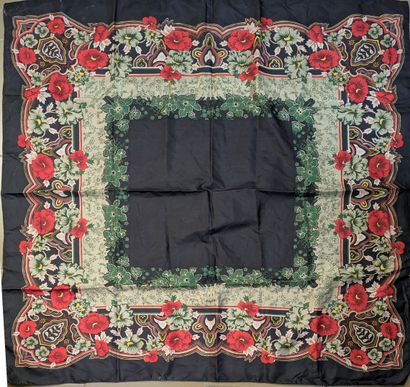 *Agnès b. Large square scarf in printed silk...